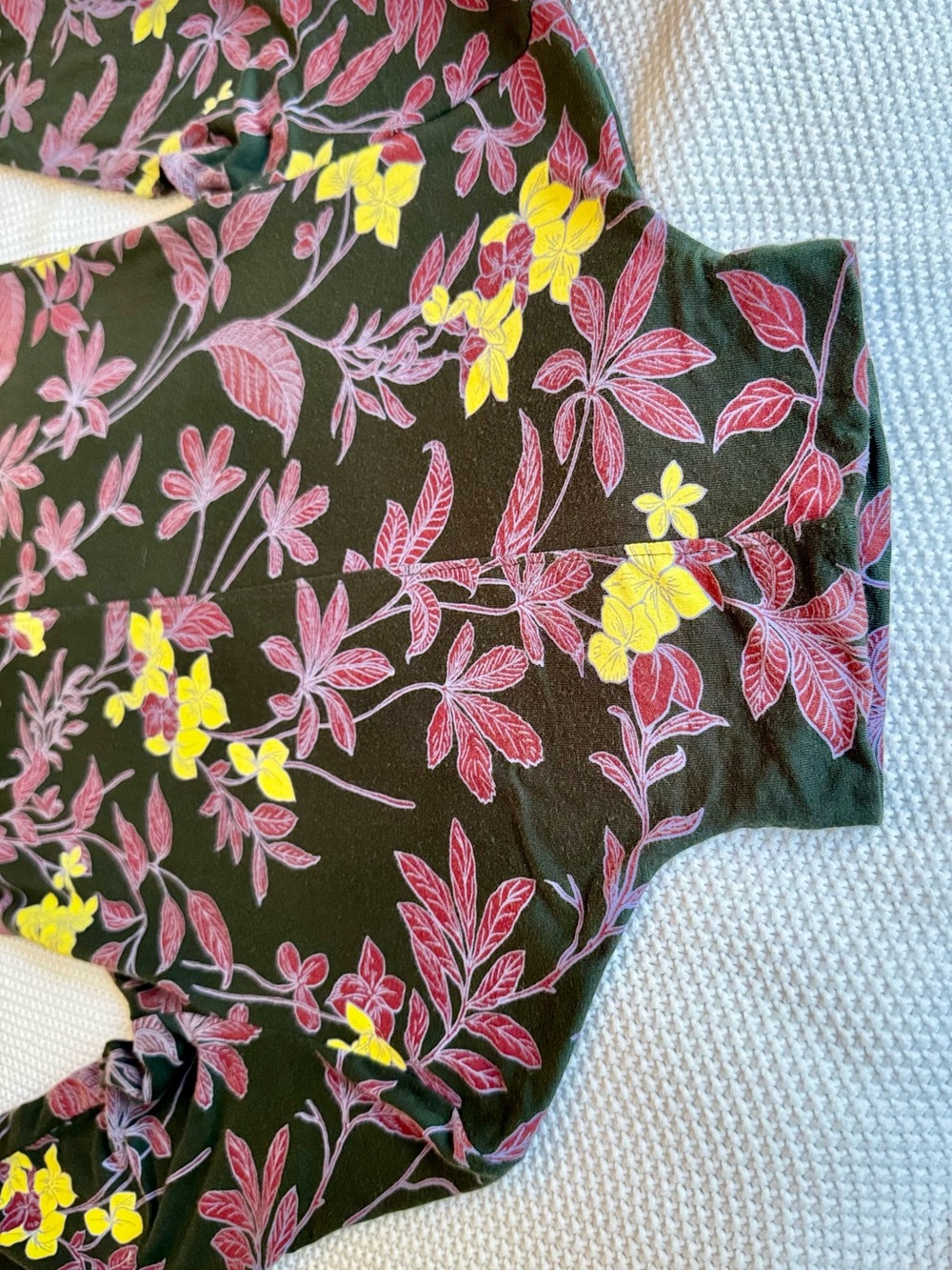 BABATON Aritzia Soft Knit Olive Green & Pink Floral Mock Neck Long Sleeve Top - Picture 9 of 15